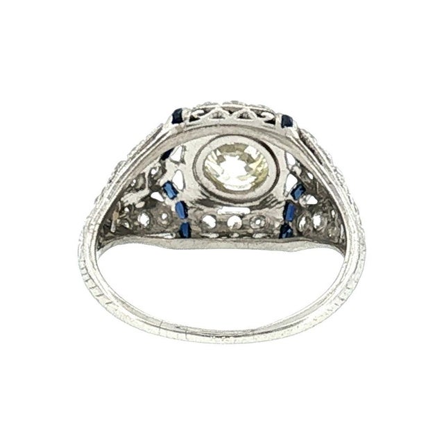 Art Deco An Art Deco Platinum .70 Carat Old European Cut Diamond Ring For Sale - Image 3 of 5