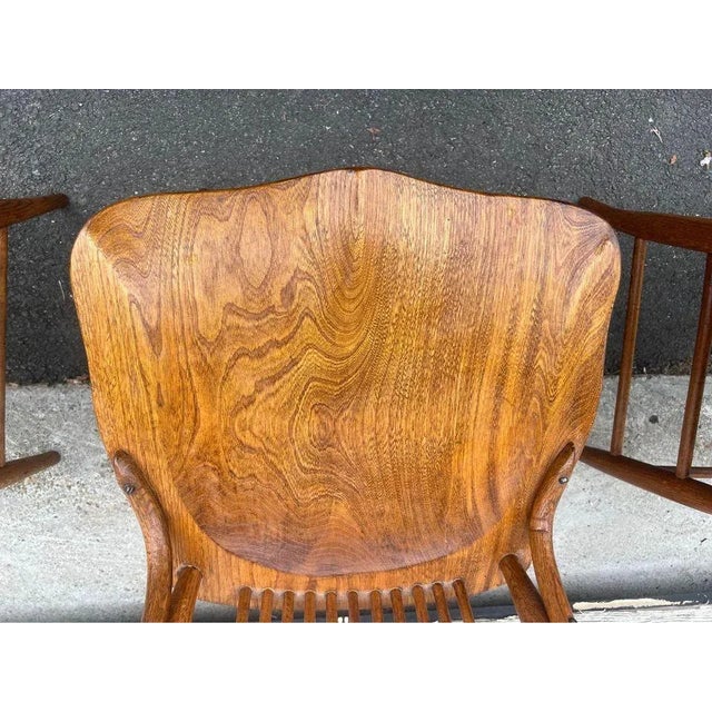Early 20th Century Set of 5 Antique Tiger Oak Dining Chairs For Sale - Image 9 of 9