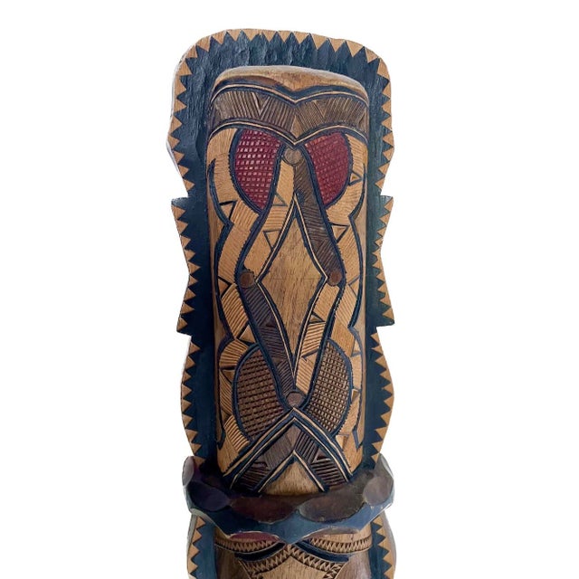 African Vintage Hand-Carved African Wall Mask For Sale - Image 3 of 6