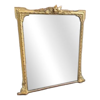 Large Antique English Gilt Overmantle Mirror, 1800s For Sale