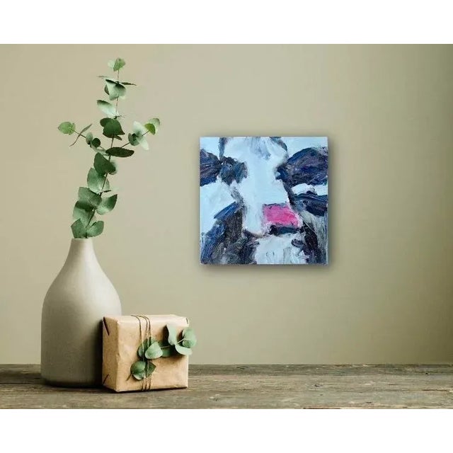 ABSTRACT COW BLACK - Original - Oil - Painting - Art - Farmhouse Chic - Home Decor - Canvas - Wall Hanging - Country -...