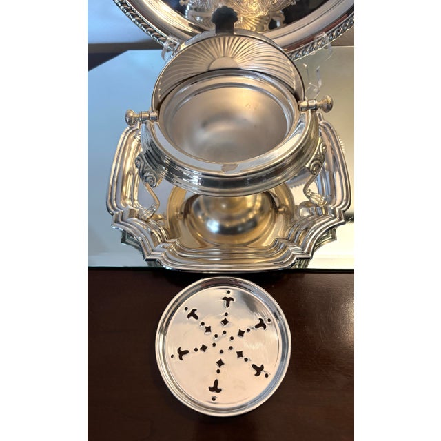 Sheffield Vintage Alpha Plate Viners of Sheffield England 6.5” Roller Breakfast/Muffin Warmer W/Pierced Insert For Sale - Image 4 of 6