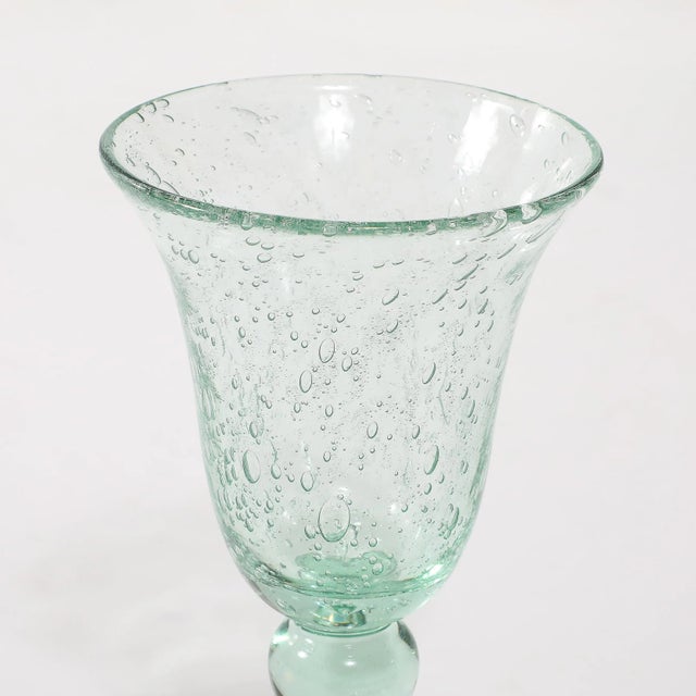 Mid 20th Century La Verrerie De Biot Set of 6 Handblown Pale Aquamarine Stemmed Drinking Glasses For Sale - Image 5 of 12