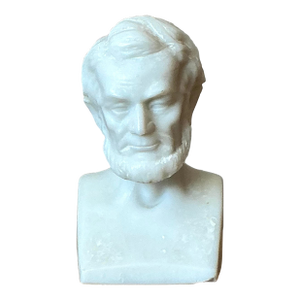 Vintage Boho Carved Marble Bust of a Lincoln