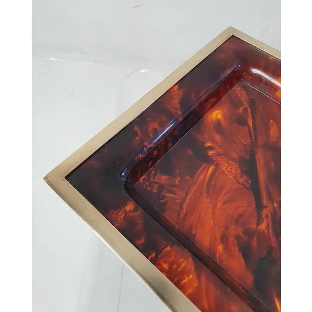Metal Tray in Faux Tortoise Acrylic Glass, Italy, 1970s For Sale - Image 7 of 10