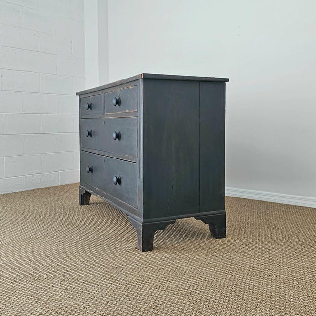 Early 19th Century Antique Ebonized Pine Chest of Drawers - Circa 1830 For Sale - Image 5 of 18