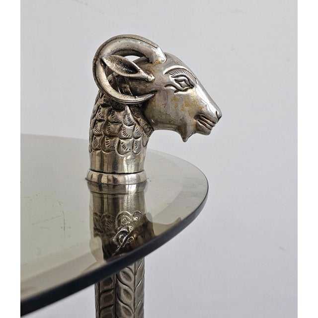 Hollywood Regency Rams Head Coffee Table in the syle of Maison Jansen, 1970s For Sale - Image 6 of 10