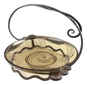 Art Deco Glass and Metal Fruit Bowl, France, 1920s