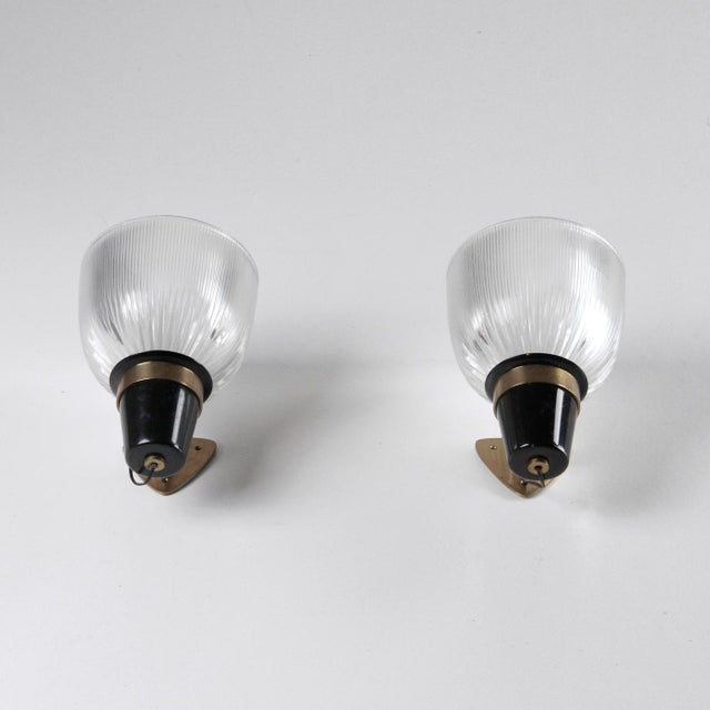 Brass and Glass Wall Lamps Mod LP5 by Ignazio Gardella for Azucena, 1950s, Set of 2 For Sale - Image 3 of 11