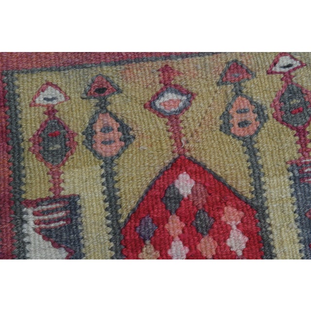 1970s 1970s Vintage Turkish Oushak Handmade Wool Cotton Pink Runner Rug For Sale - Image 5 of 11