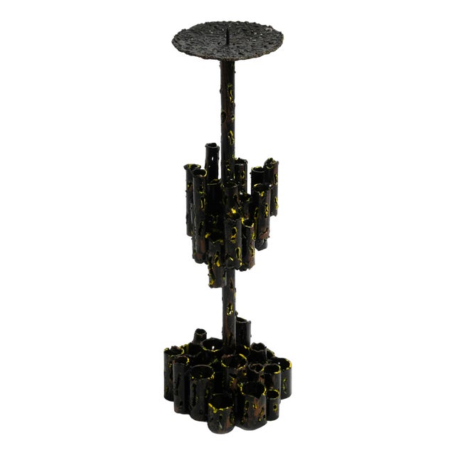 Large Italian Sculptural Brutalist Iron Candleholder by Marcello Fantoni, 1950s For Sale