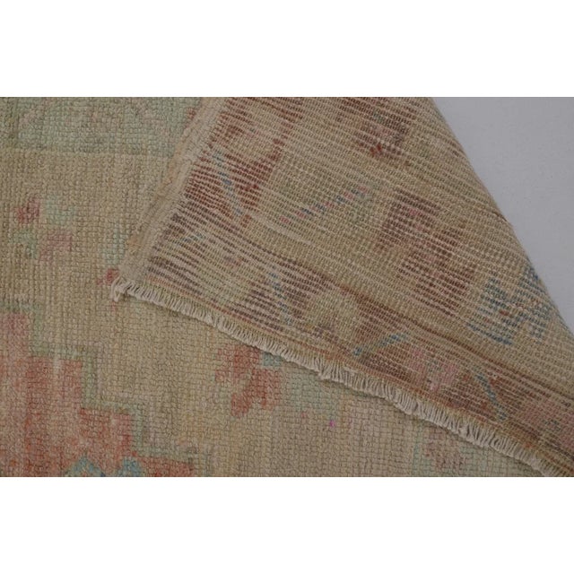 Distressed Vintage Oushak With Soft Geometric Medallion Rug For Sale In Phoenix - Image 6 of 10