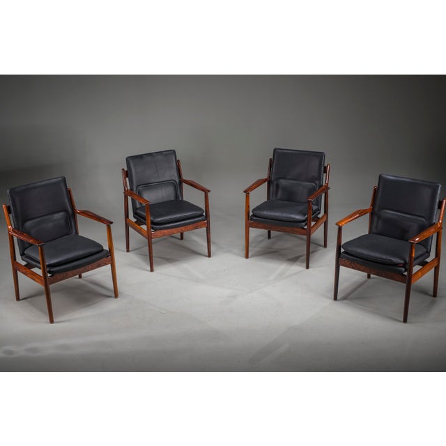 Danish Model 431 Armchairs in Leather by Arne Vodder for Sibast Møbler, 1960s, Set of 4 For Sale - Image 14 of 18