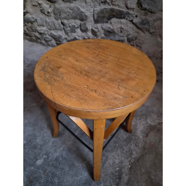 Vintage Baumann Bistro Chairs and Ottoman, France, 1950s, Set of 5 For Sale - Image 6 of 18