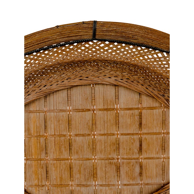 Brown Vintage Handcrafted Philippines Woven Bamboo & Rattan Serving Tray For Sale - Image 8 of 9