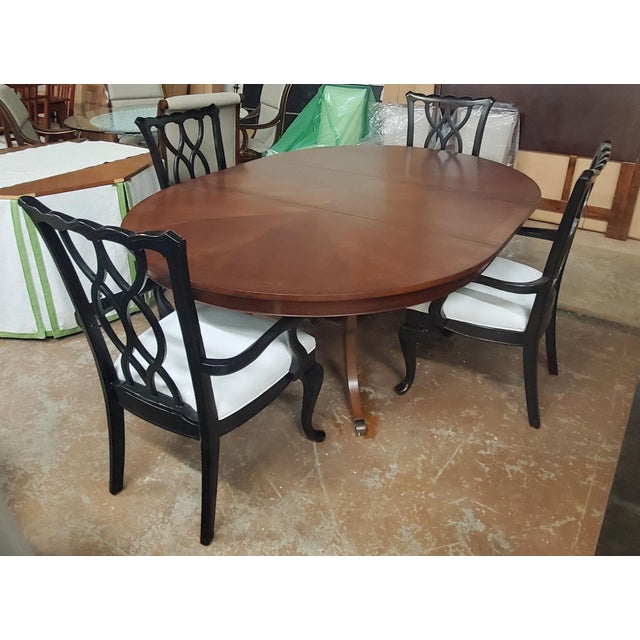 Thomasville Furniture Tate Street Black Cherry Round/Oval Dining Table and Chair Set Chairish