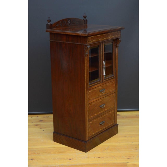 Edwardian Rosewood and Mahogany Cabinet, 1890s For Sale - Image 3 of 16