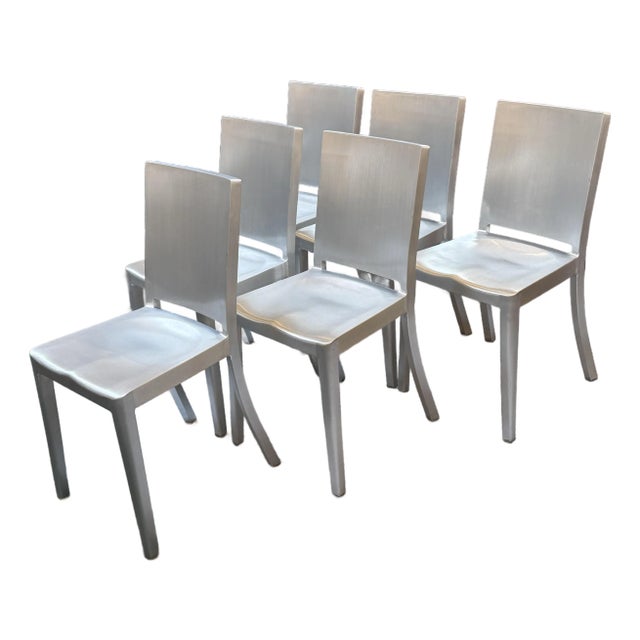 Phillippe Starch for Emeco Hudson Brushed Aluminum Side Chairs, Set of Six For Sale