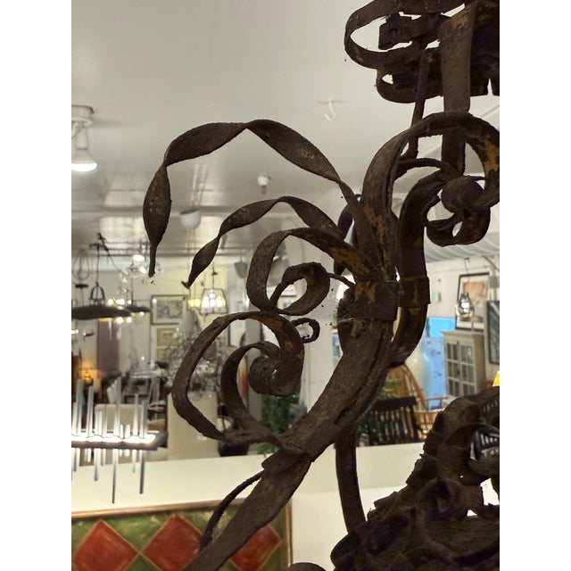 Brown Antique Venetian Glass + Metal Lantern, Late 19th Century For Sale - Image 8 of 12