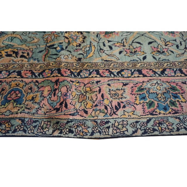 1920s Antique Sky Blue Floral Persian Formal Indian Shahrestan Runner Carpet Rug For Sale In New York - Image 6 of 8