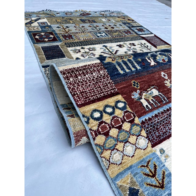 Hand-Knotted Kashkuli Gabbeh Patchwork Runner in Soft Blue, 2'9" X 9'3" For Sale - Image 11 of 12