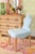 Sky Blue Matthew Izzo Home Light Blue Performance Linen and Cerused Oak Clover Back Dining Chair For Sale - Image 8 of 10
