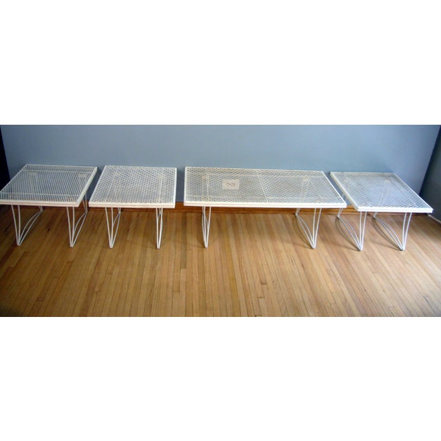 Mid-Century Modern 1960s Homecrest Bottemillier White Metal Accent Tables, Attributed - Set of 4 For Sale - Image 3 of 12