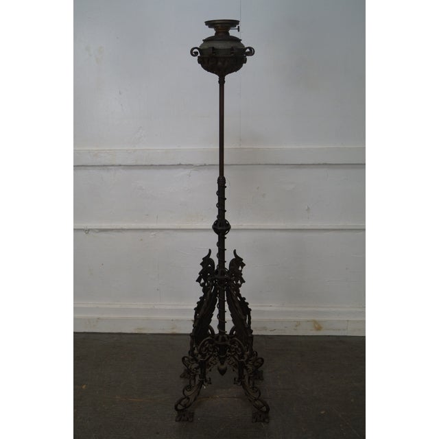 Bradley & Hubbard Antique Wrought Iron Floor Oil Lamp Chairish