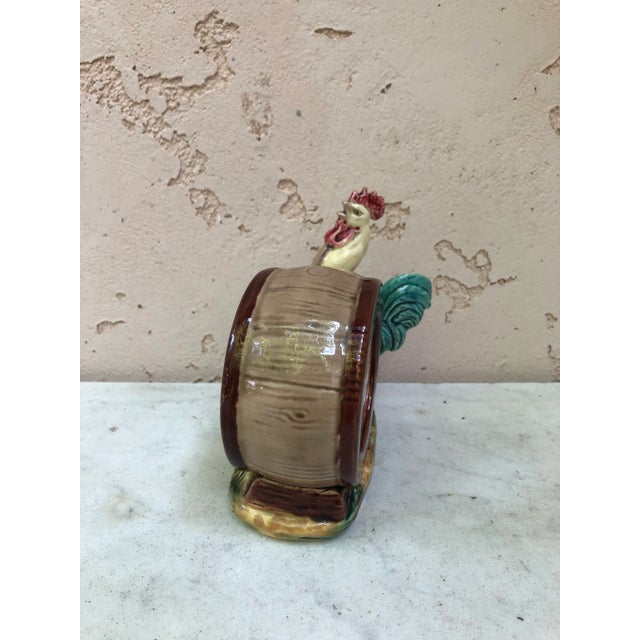 C.1890 George Dreyfus Majolica Rooster Frame For Sale - Image 4 of 8