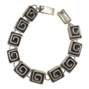 Chunky Sterling Greek Key Swirl Link Bracelet