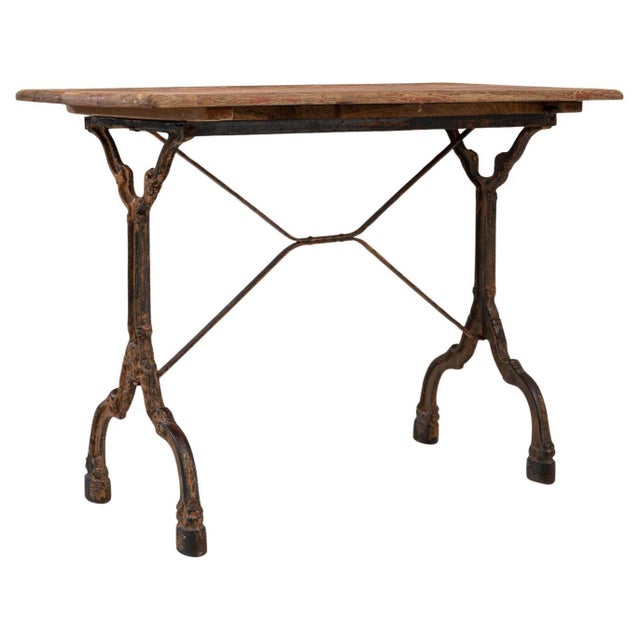 1900s French Bistro Table With Base Cast Iron & Wooden Top For Sale - Image 10 of 18