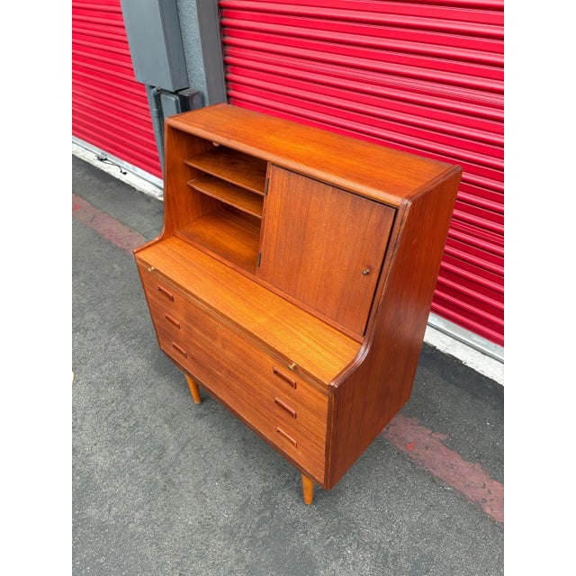 Vintage Danish Mid Century Modern Teak Secretary Desk For Sale - Image 11 of 11