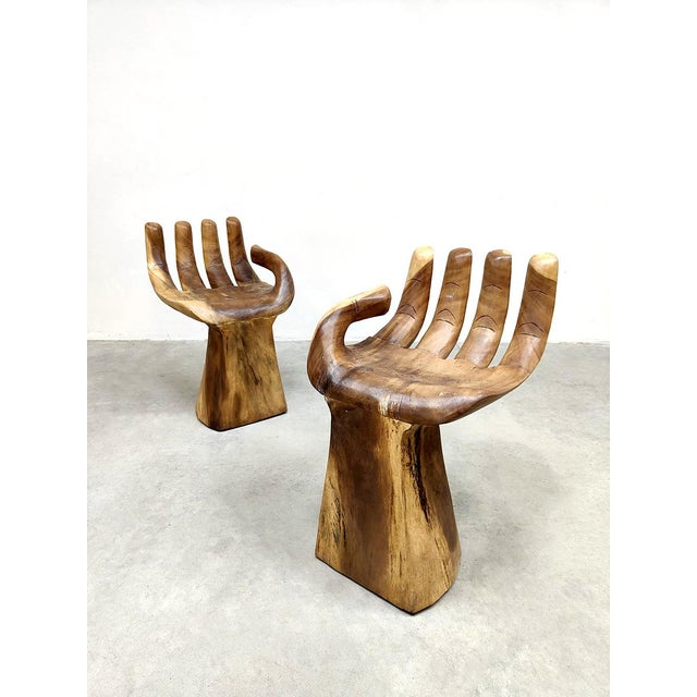 Wooden Handcrafted Carved Hand Chair For Sale - Image 5 of 7