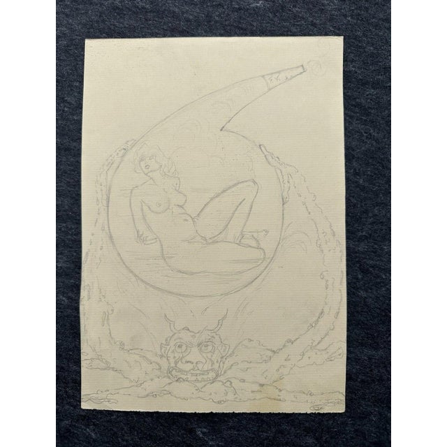 Carl Heinz Berberich, Nude, Devil Fries the Naked Vulva in the Glass Flask of Sin to…, Pencil on Paper For Sale - Image 13 of 13