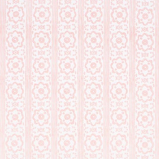 Schumacher Sunda Hand Blocked Print Wallpaper In Blush For Sale