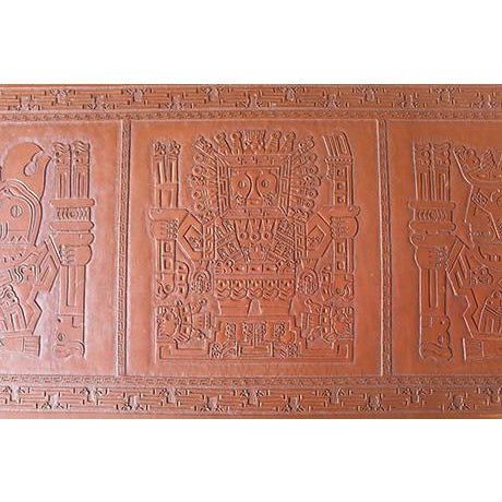 1970s Midcentury Peruvian Hand Tooled Leather Coffee Table /Bench For Sale - Image 10 of 14