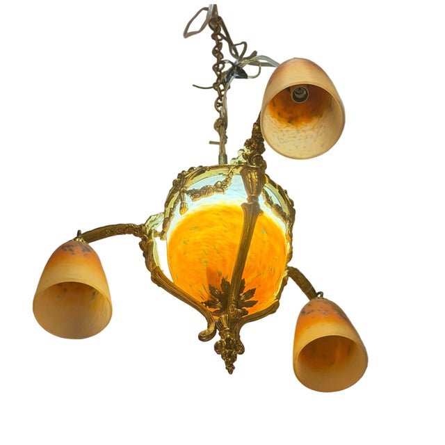 Antique French Art Deco Chandelier For Sale In Chicago - Image 6 of 8