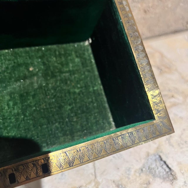 Brass Fine Patinated Brass Etched Jewelry Box Style Tiffany For Sale - Image 8 of 18