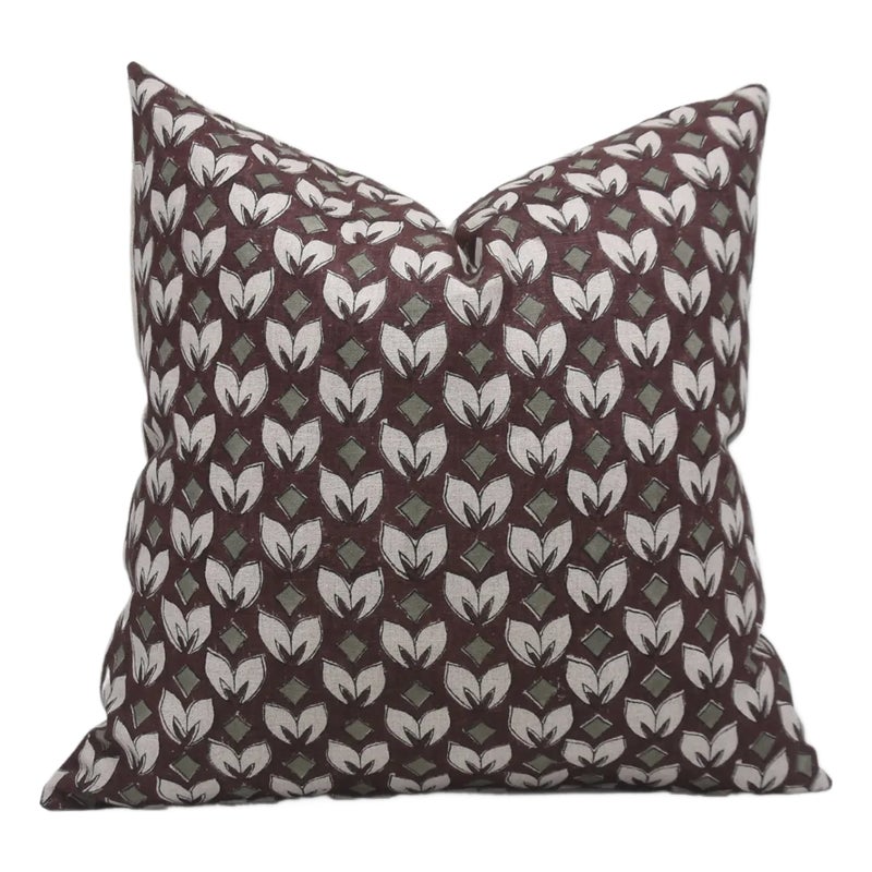 Fabdivine Handcrafted Block Print Cushion Cover 24x24 Inch Pure Linen- Titli