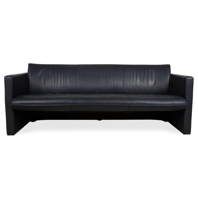 3-Seater and 2-Seater Sofas and Ottoman in Dark Blue Leather from Leolux, Set of 3 For Sale - Image 5 of 18