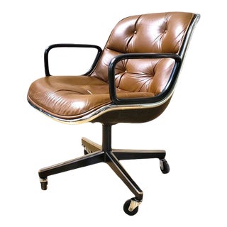 1970s Vintage Leather Knoll Desk Chair For Sale