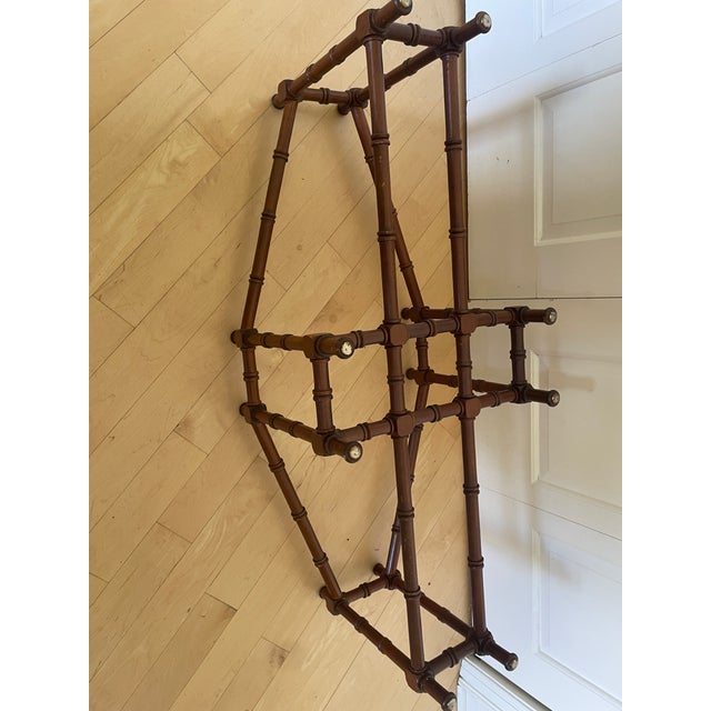 Vintage Hollywood Regency Style Faux Bamboo Coffee Table Base in a Dark Wood For Sale - Image 4 of 8