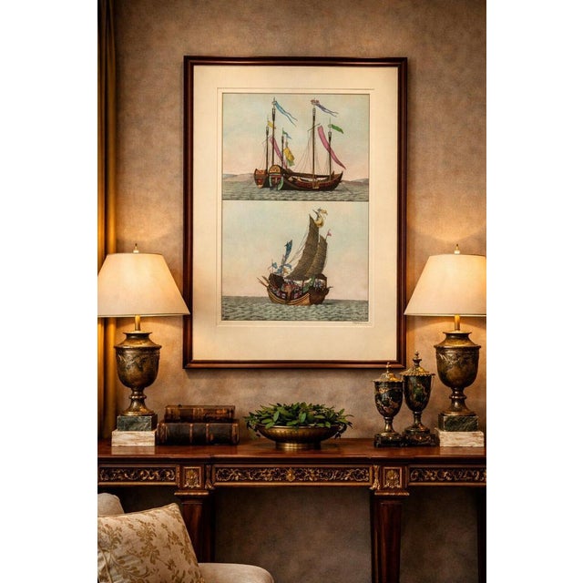 Chinese Junks and Sailing Vessels – Ferrario Il Costume Antico e Moderno, 1815 : This finely detailed hand-colored...