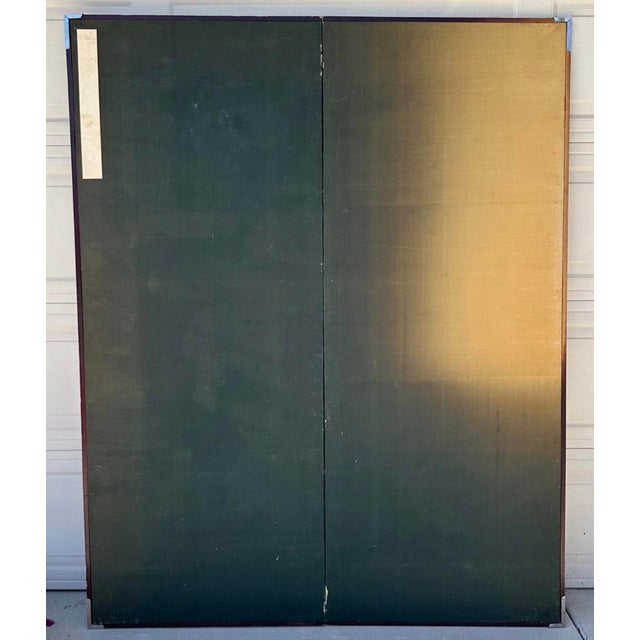 Antique Japanese Meiji Two-Panel Embroidered Silk Screen W/ Deer & Pine, C. 1880 For Sale - Image 18 of 18