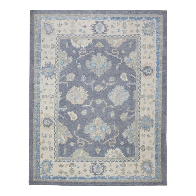 Modern Handmade Turkish Oushak Rug 8'4" X 10'3" For Sale