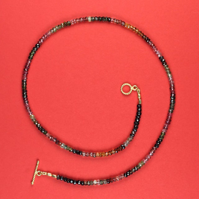 2020s Ajd 21 Inch Elegant Multi Color Tourmaline Necklace For Sale - Image 5 of 5