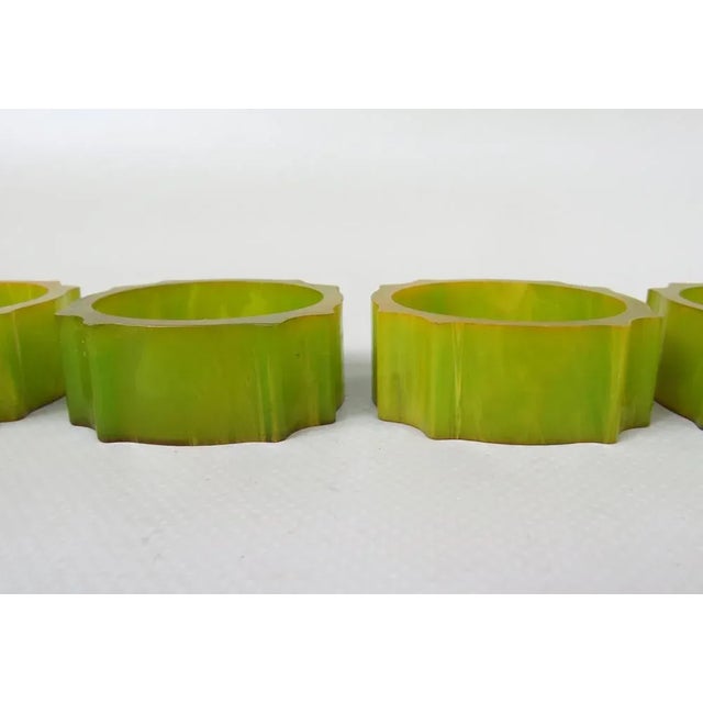 Art Deco Catalin Napkin Rings in Green Amber, Set of 6 For Sale - Image 14 of 18