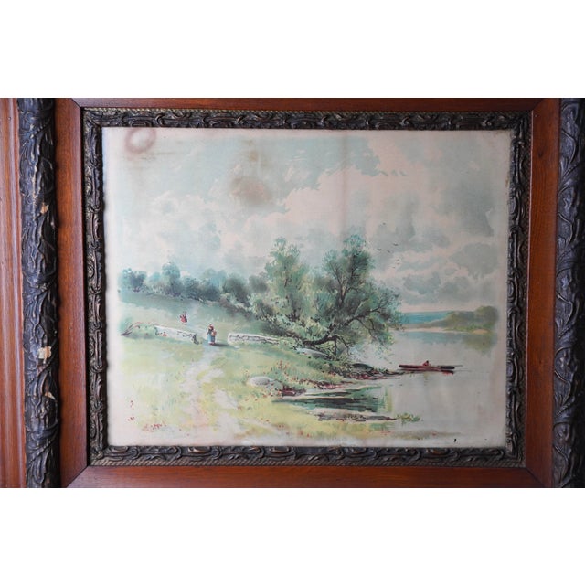 Antique Victorian Print of Tranquil Riverside Scene Signed S. A. Mullholland Dated 1897 For Sale - Image 4 of 9