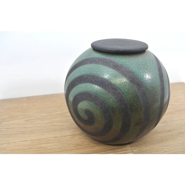 Mid 20th Century Mid-Century Modern Japanese Raku Ceramic Vessel With Lid For Sale - Image 5 of 12
