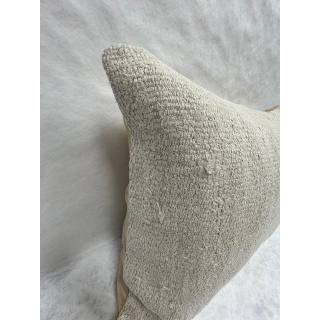 Contemporary Turkish Hemp Pillow Cushion Natural Cream Pillow Cushion Cover 16" x 24" For Sale - Image 3 of 4